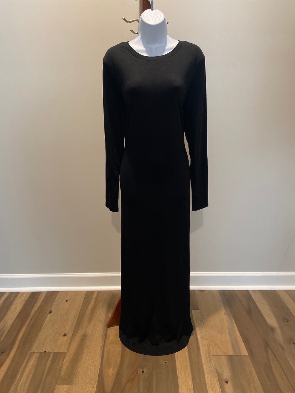 Anrabess Black Long Sleeve Handkerchief Hem Maxi Dress Size XL New With Tag